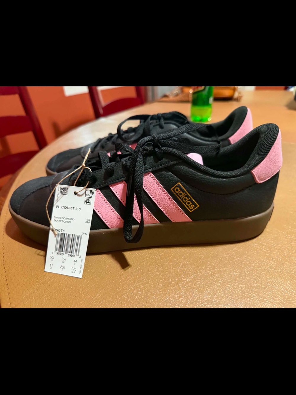 adidas VL Court 3.0 Black and Pink Low-Top Sneakers